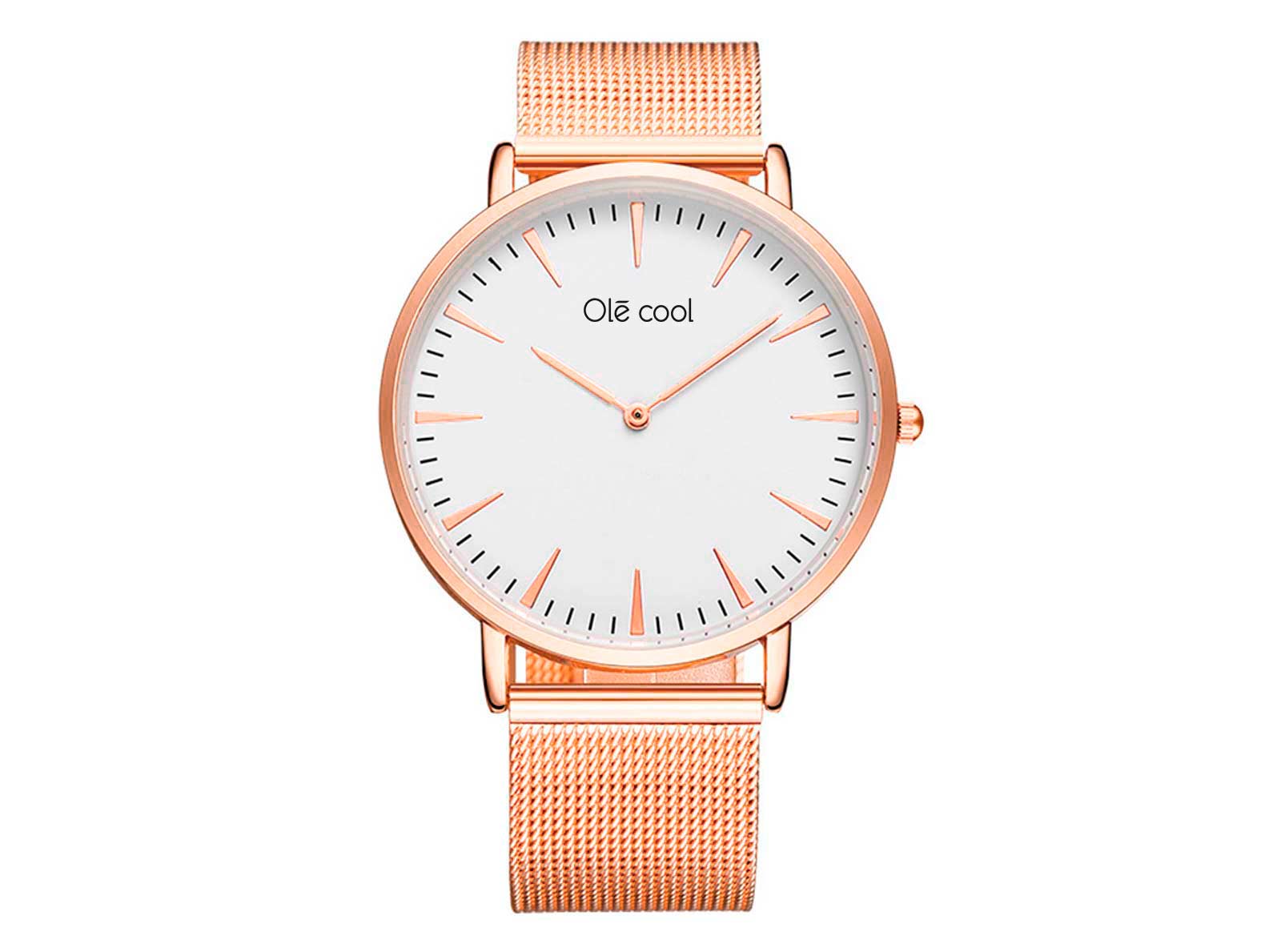 reloj en color oro rosado para mujer de la marca olecool